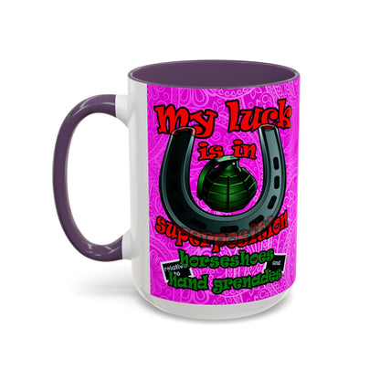 my luck - Accent Mug (pink swirl)