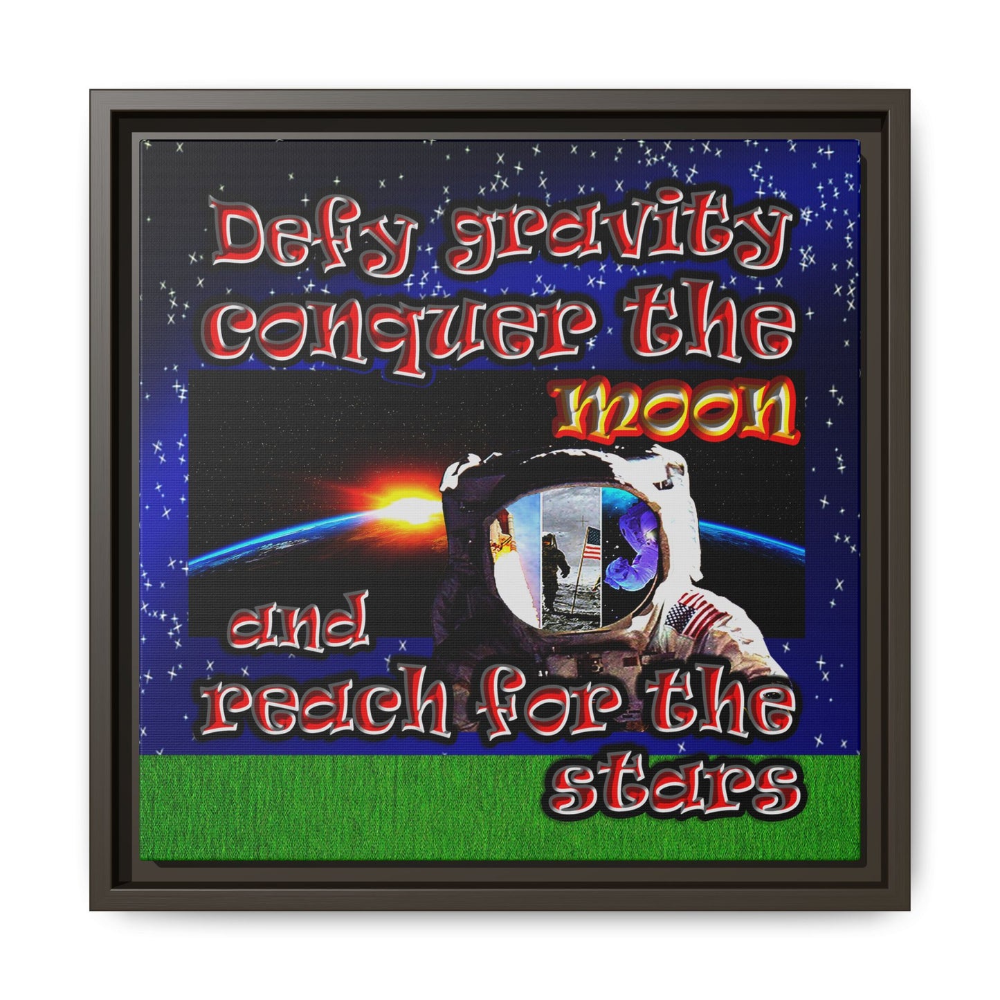 defy conquer reach - framed canvas art ('snoops' background)