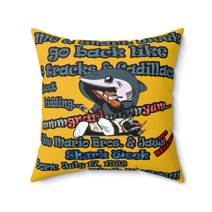 shark week - Faux Suede Square Pillow - (yellow)