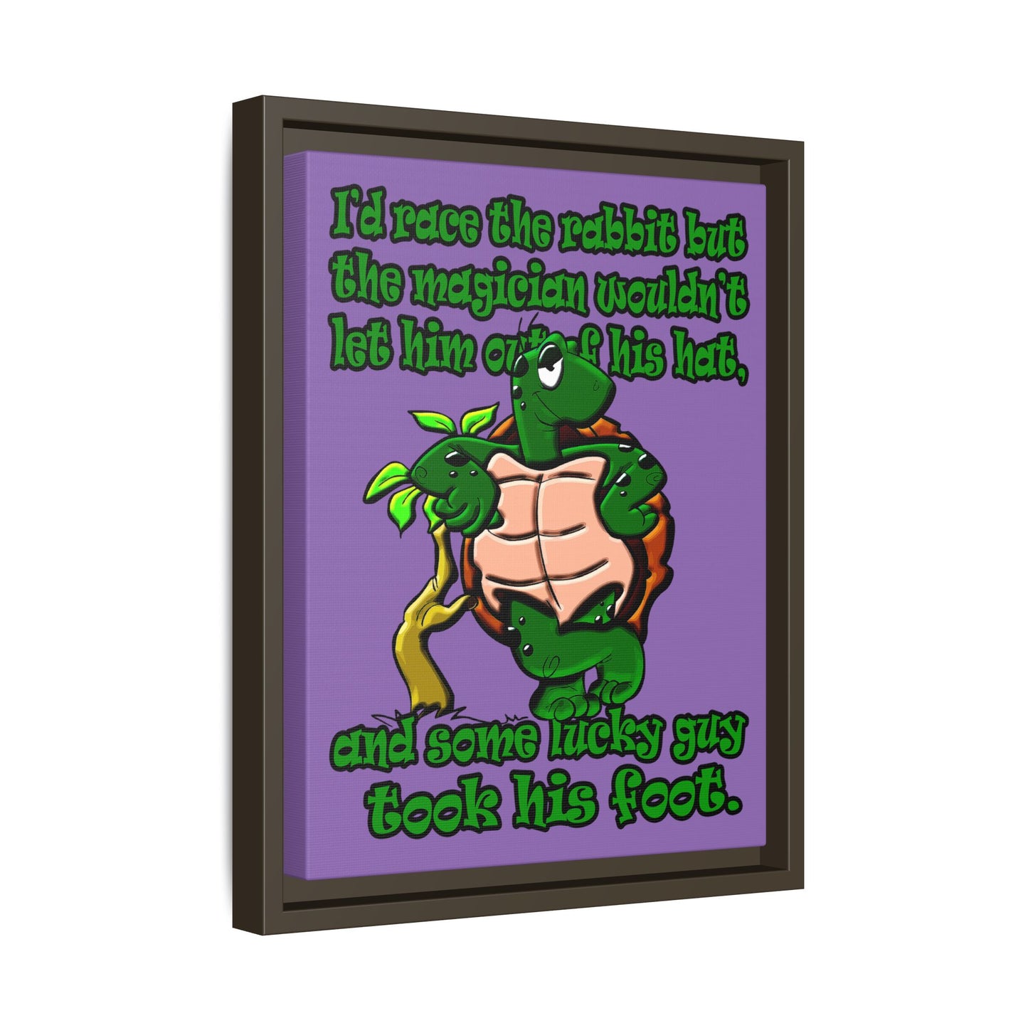 turtle race - framed canvas art (light purple)