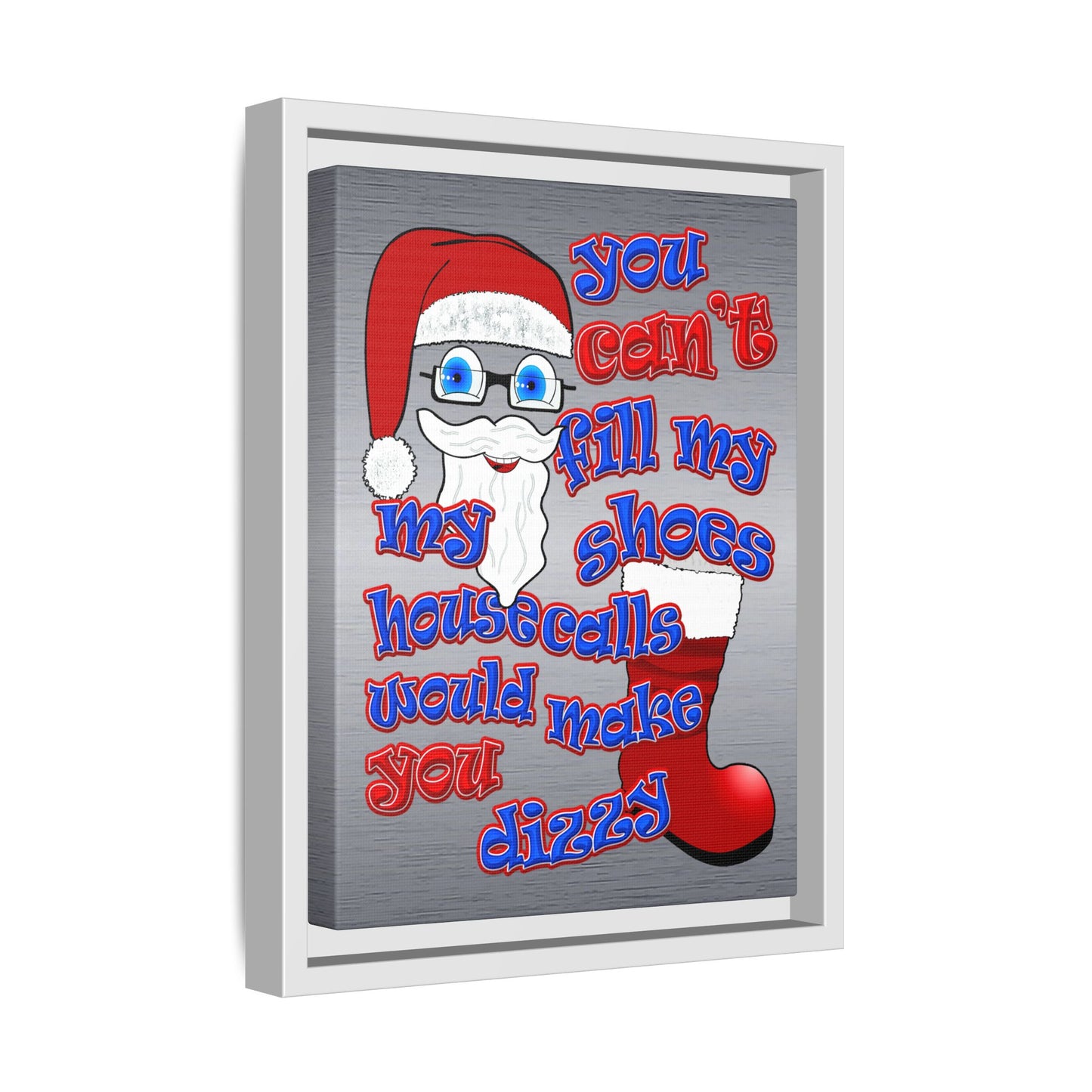 santa's shoes - framed canvas art (brushed nickel)