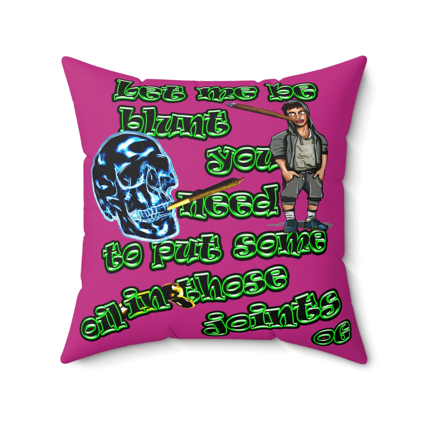 og - Spun Polyester Square Pillow - (pink)