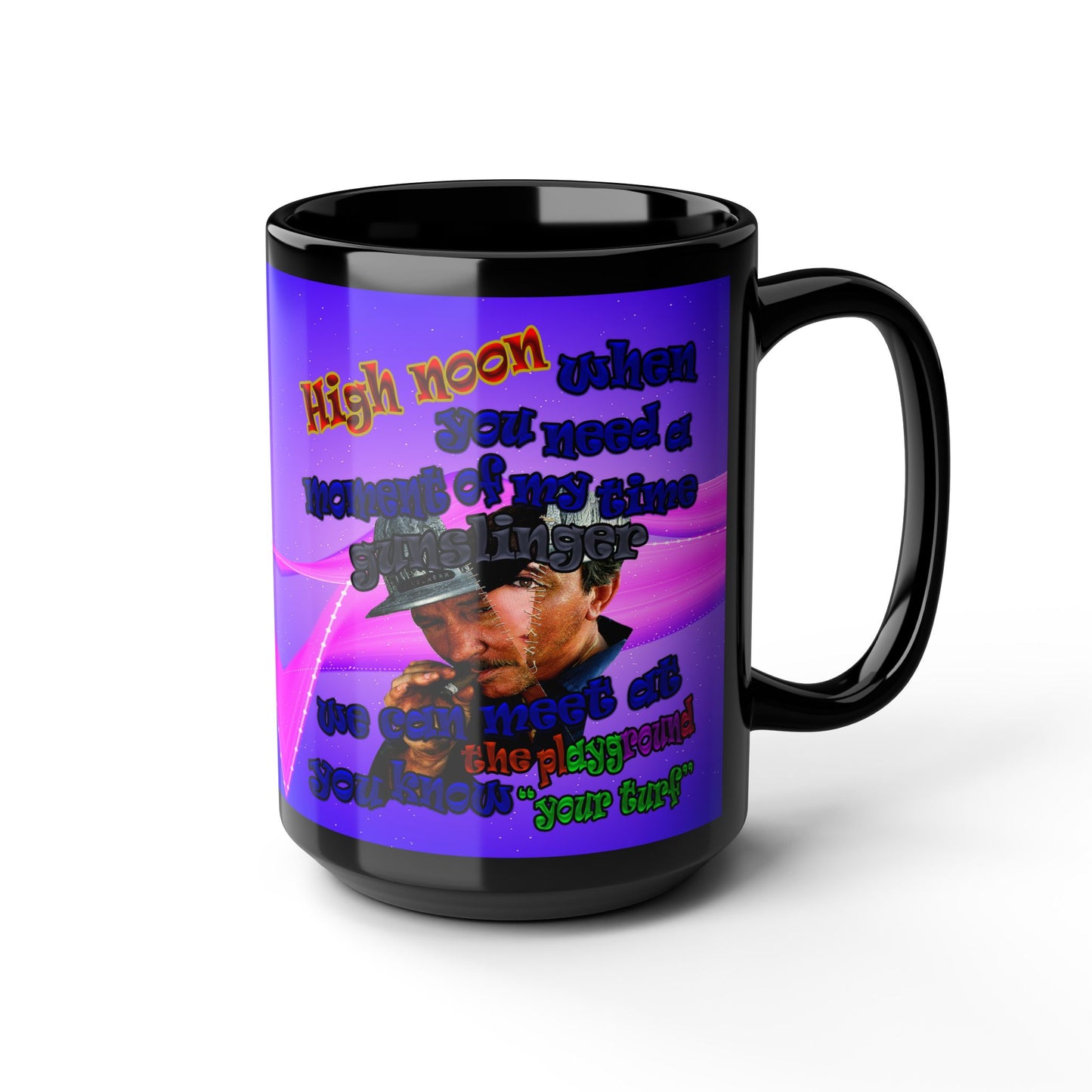 high noon - Black Mug (purple-pink wave)