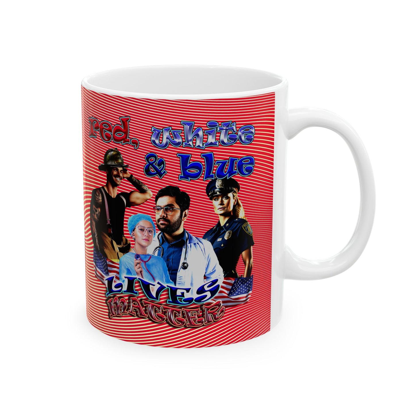 rw&b lives matter - White Mug (yellow-orange wave)