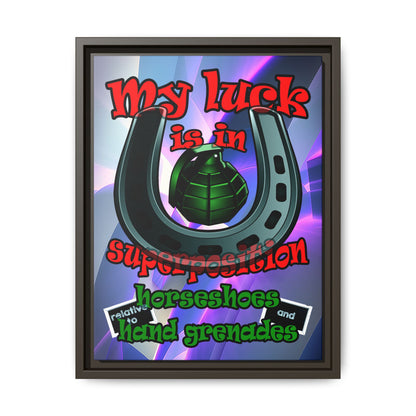 my luck - framed canvas art (grey-pink wave)
