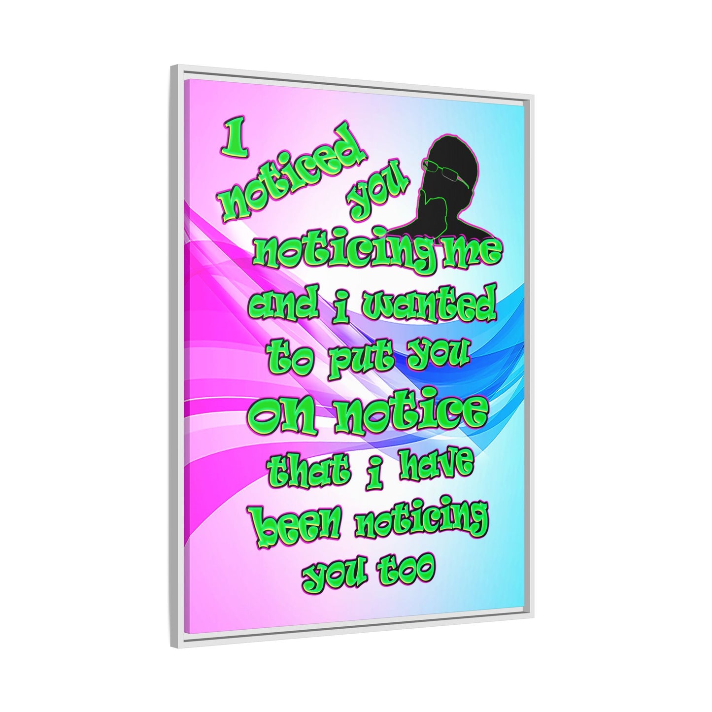 noticed you noticing - framed canvas art (light blue-pink wave)