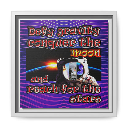 defy conquer reach - framed canvas art (purple wave)