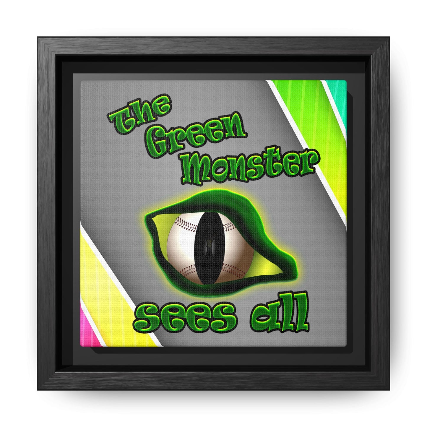 green monster - framed canvas art (rainbow split)