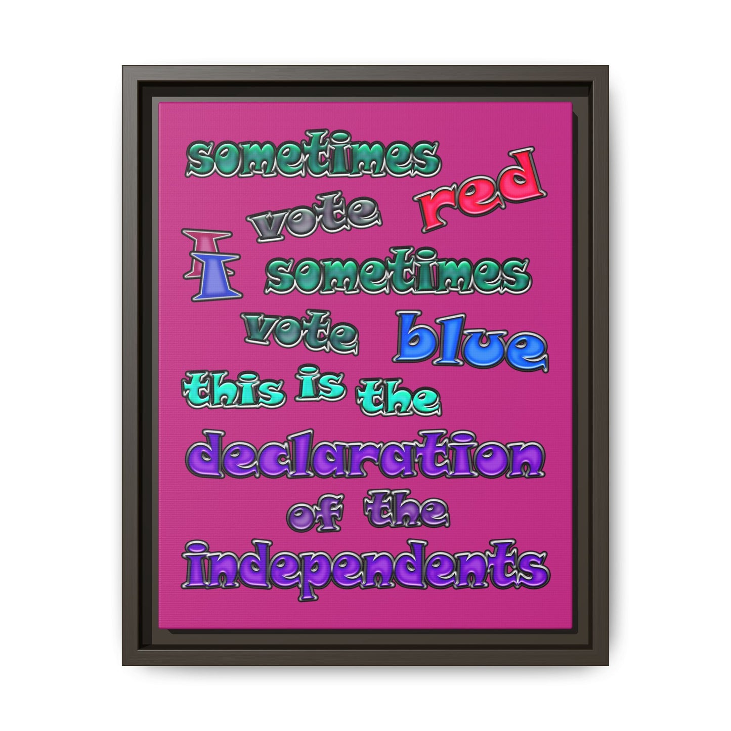 declaration of the independents - framed canvas art (pink)