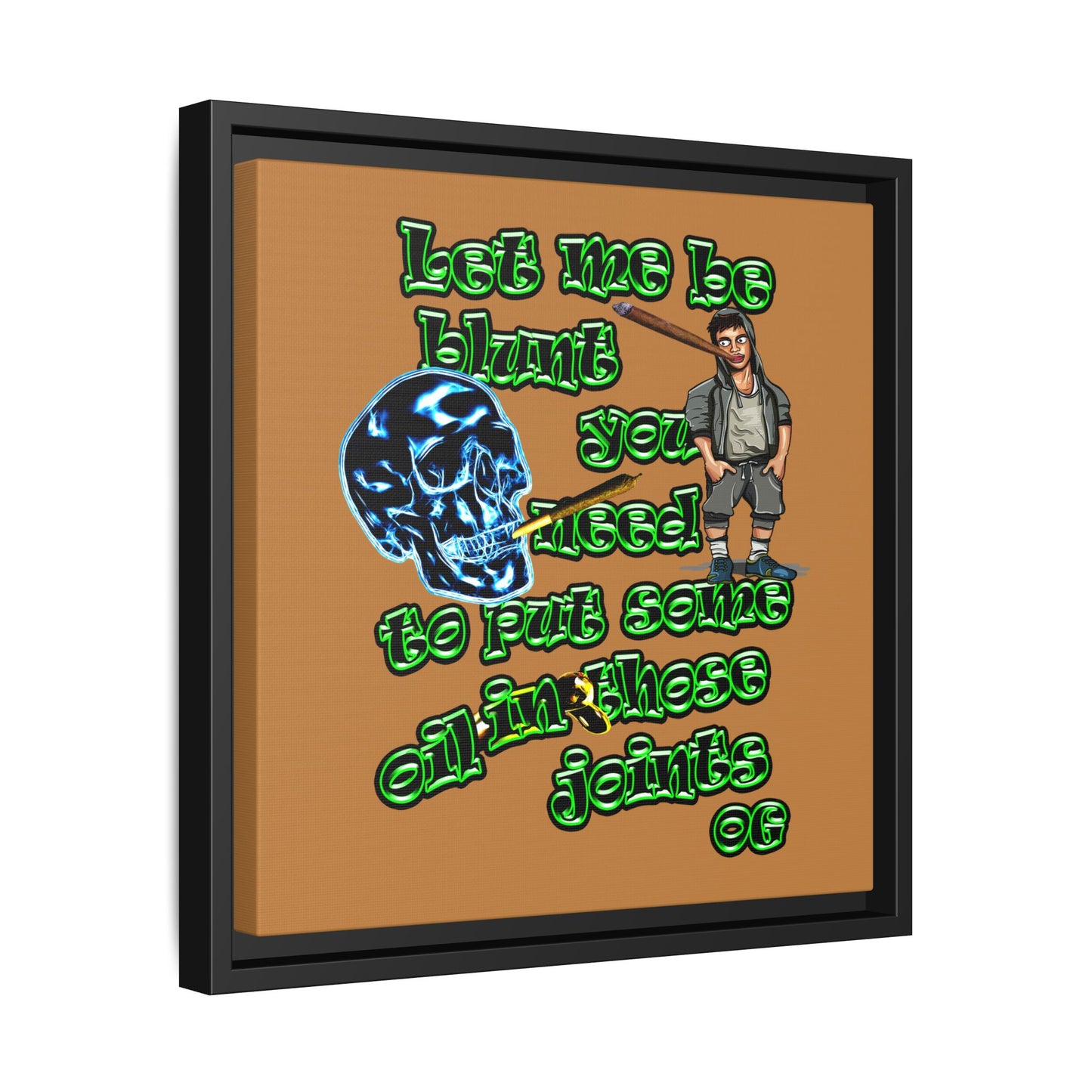 og - framed canvas art (light brown)