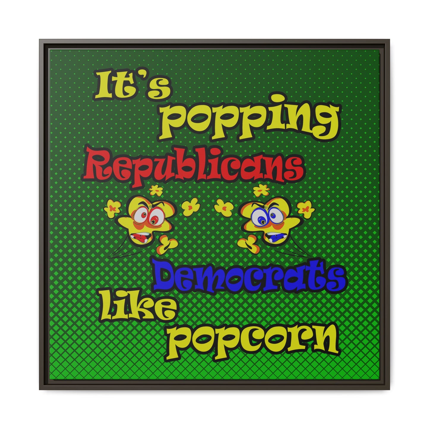 popping like popcorn - framed canvas art (logo green)
