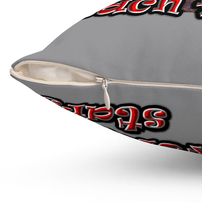 defy conquer reach - Spun Polyester Square Pillow - (grey)