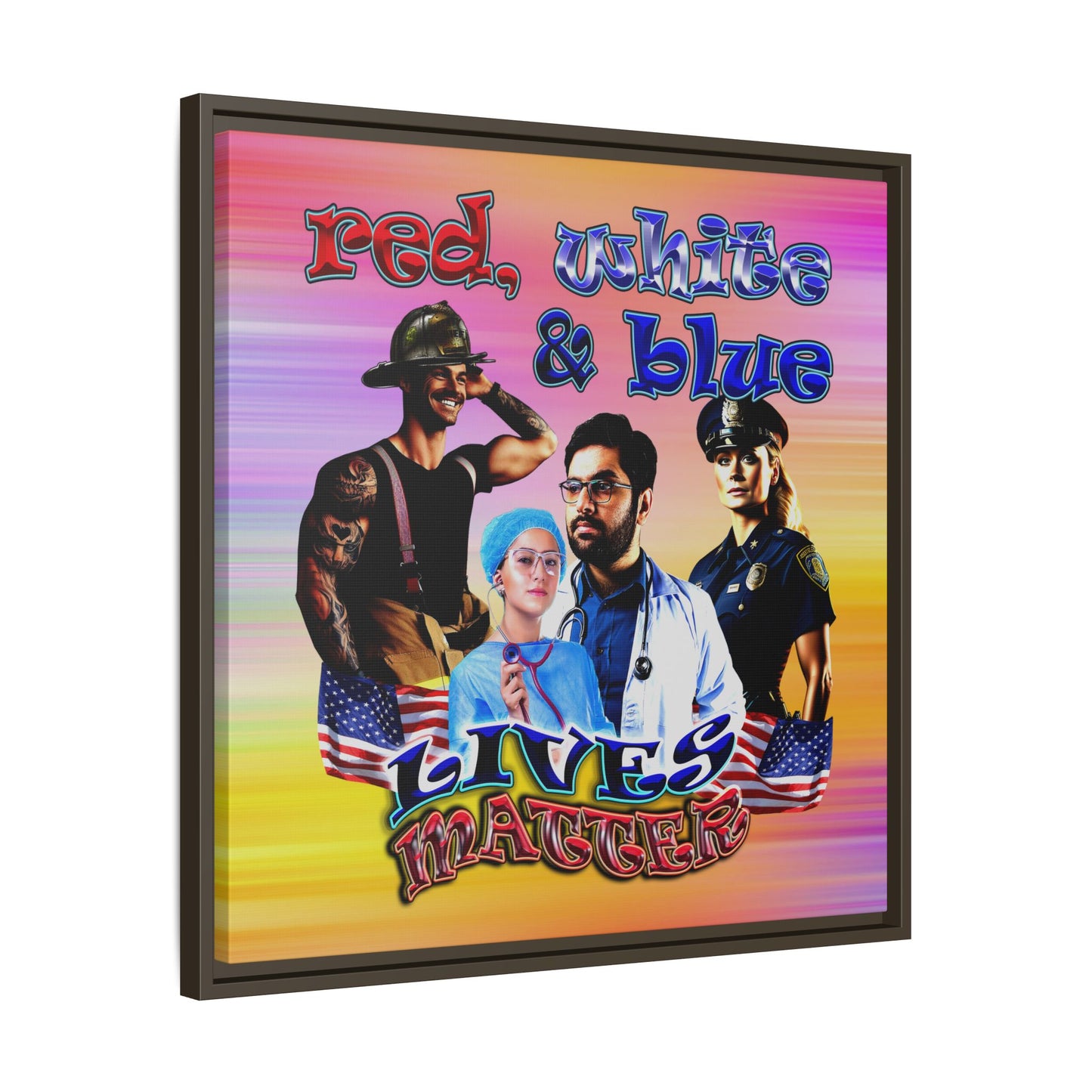 rw&b lives matter - framed canvas art (color blur)
