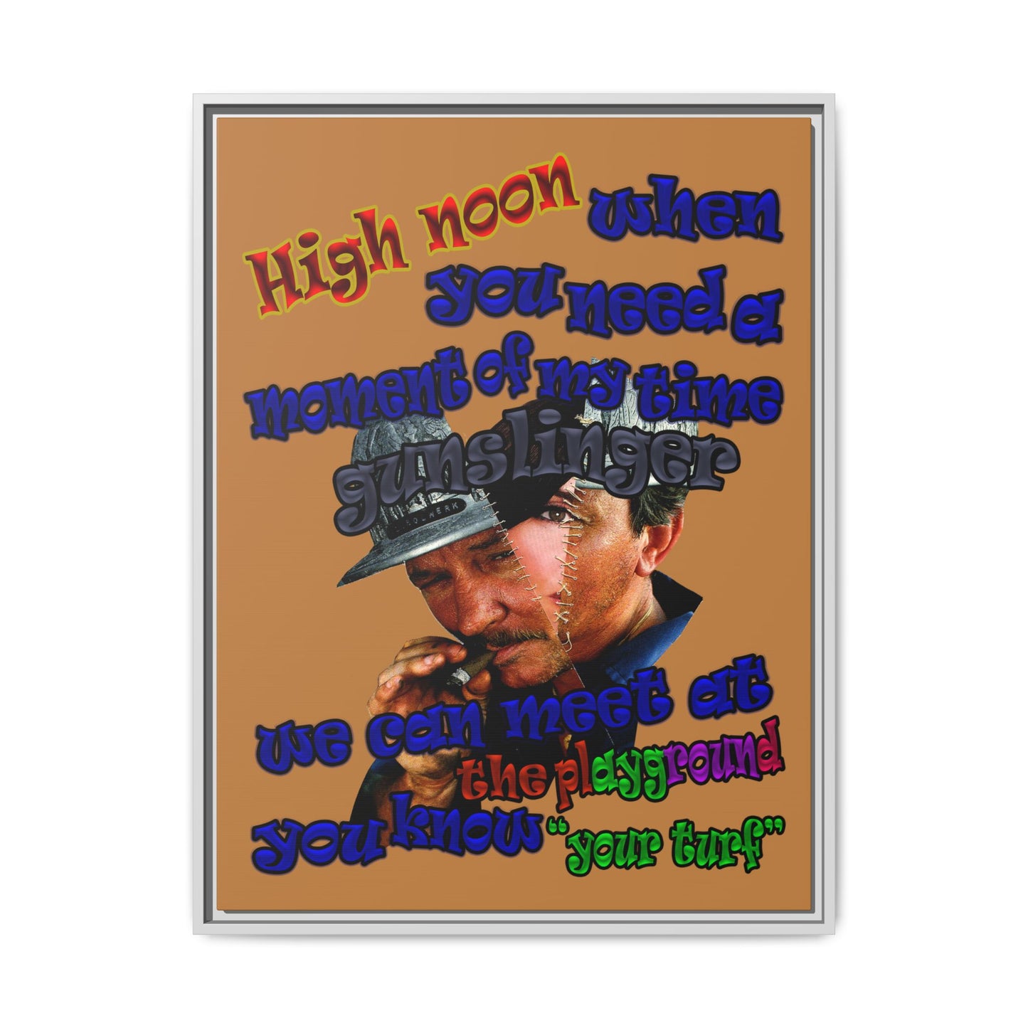 high noon - framed canvas art (light brown)