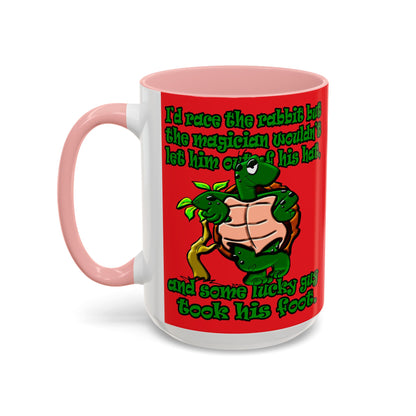 turtle race - Accent Mug (red)