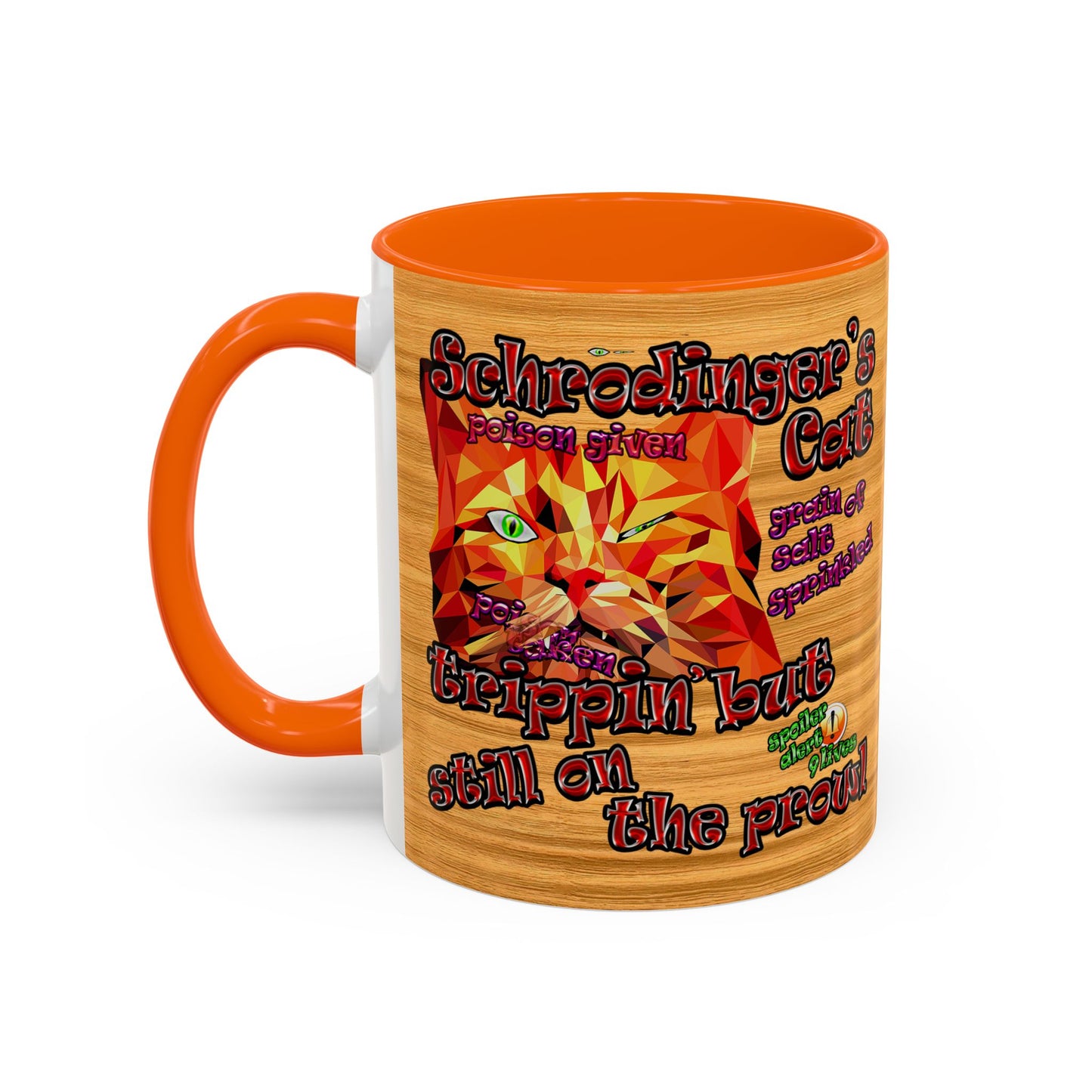 schrodinger's cat - Accent Mug (butterscotch wood finish)