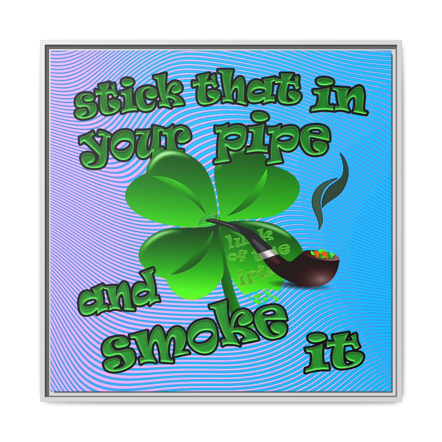 stick that in your pipe and smoke it - framed canvas art (light blue-purple wave)