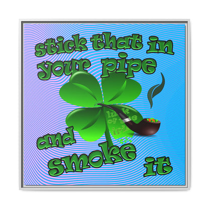 stick that in your pipe and smoke it - framed canvas art (light blue-purple wave)