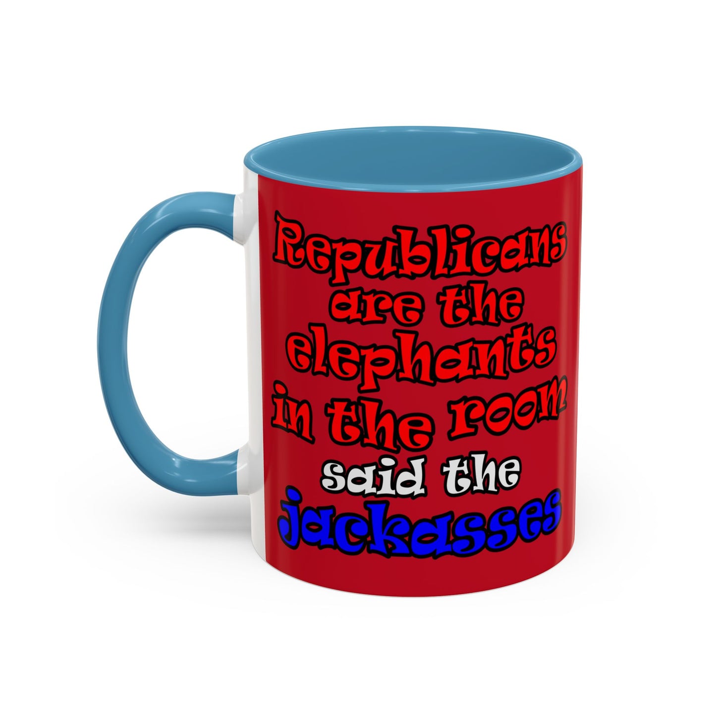 donkeys and elephants - Accent Mug (dark red)