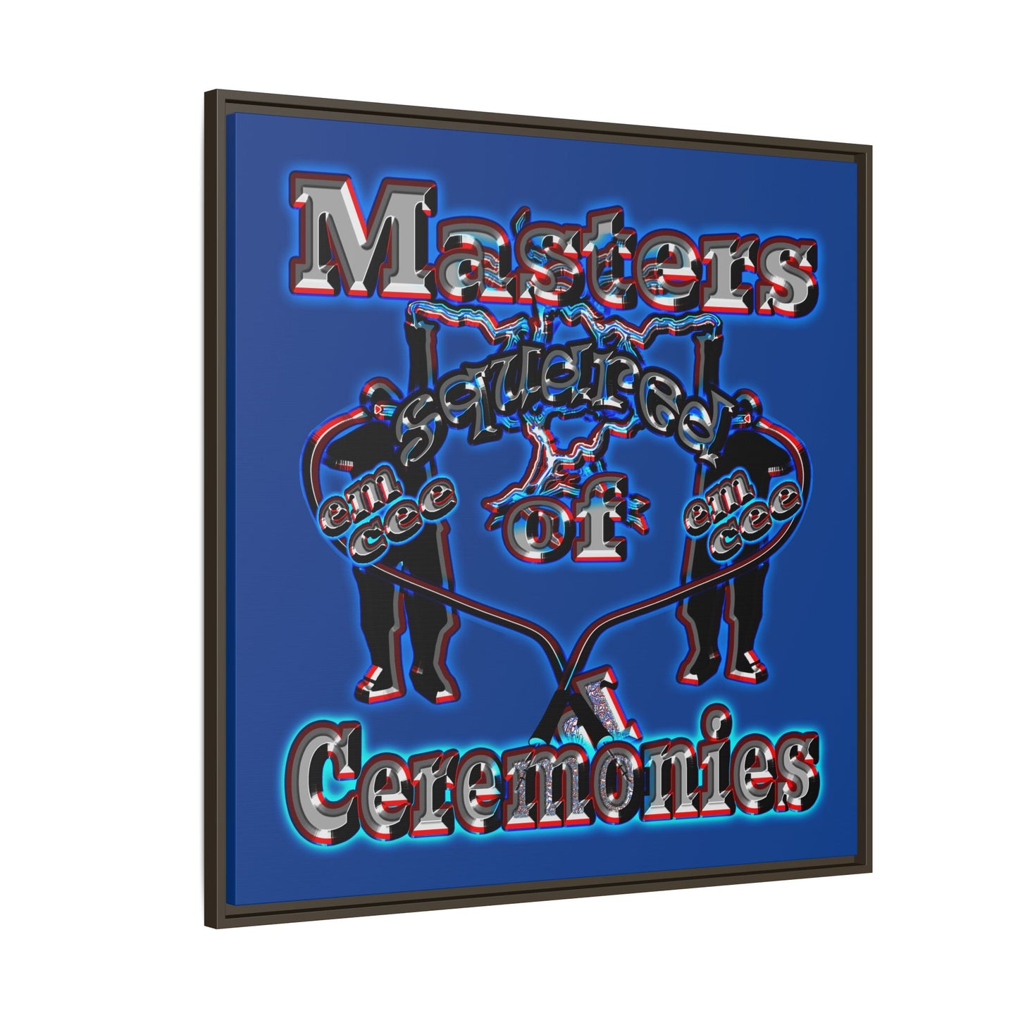 em cee squared - framed canvas art (dark blue)