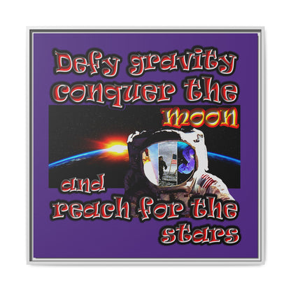 defy conquer reach - framed canvas art (purple)