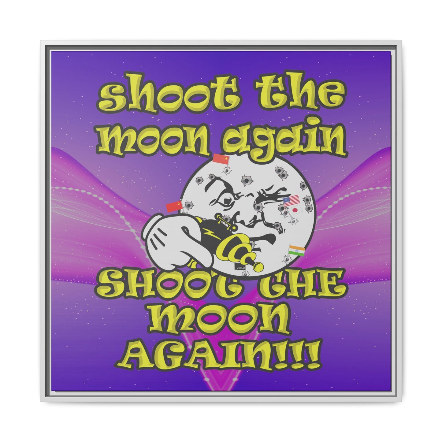 shoot the moon again - framed canvas art (purple-pink wave)