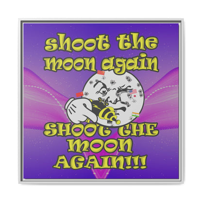 shoot the moon again - framed canvas art (purple-pink wave)