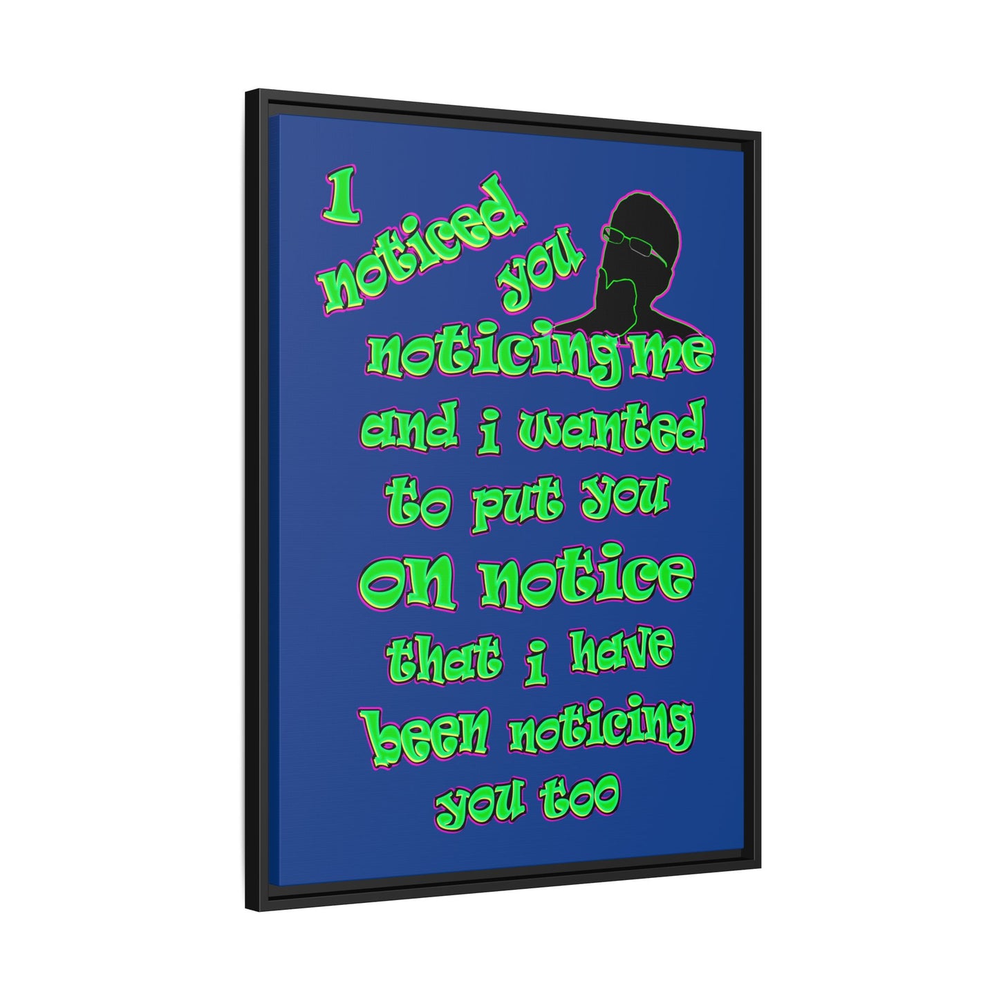 noticed you noticing - framed canvas art (dark blue)