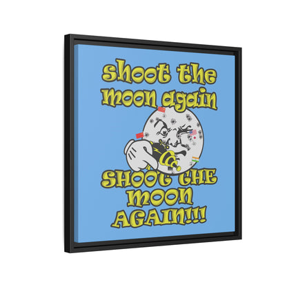 shoot the moon again - framed canvas art (light blue)