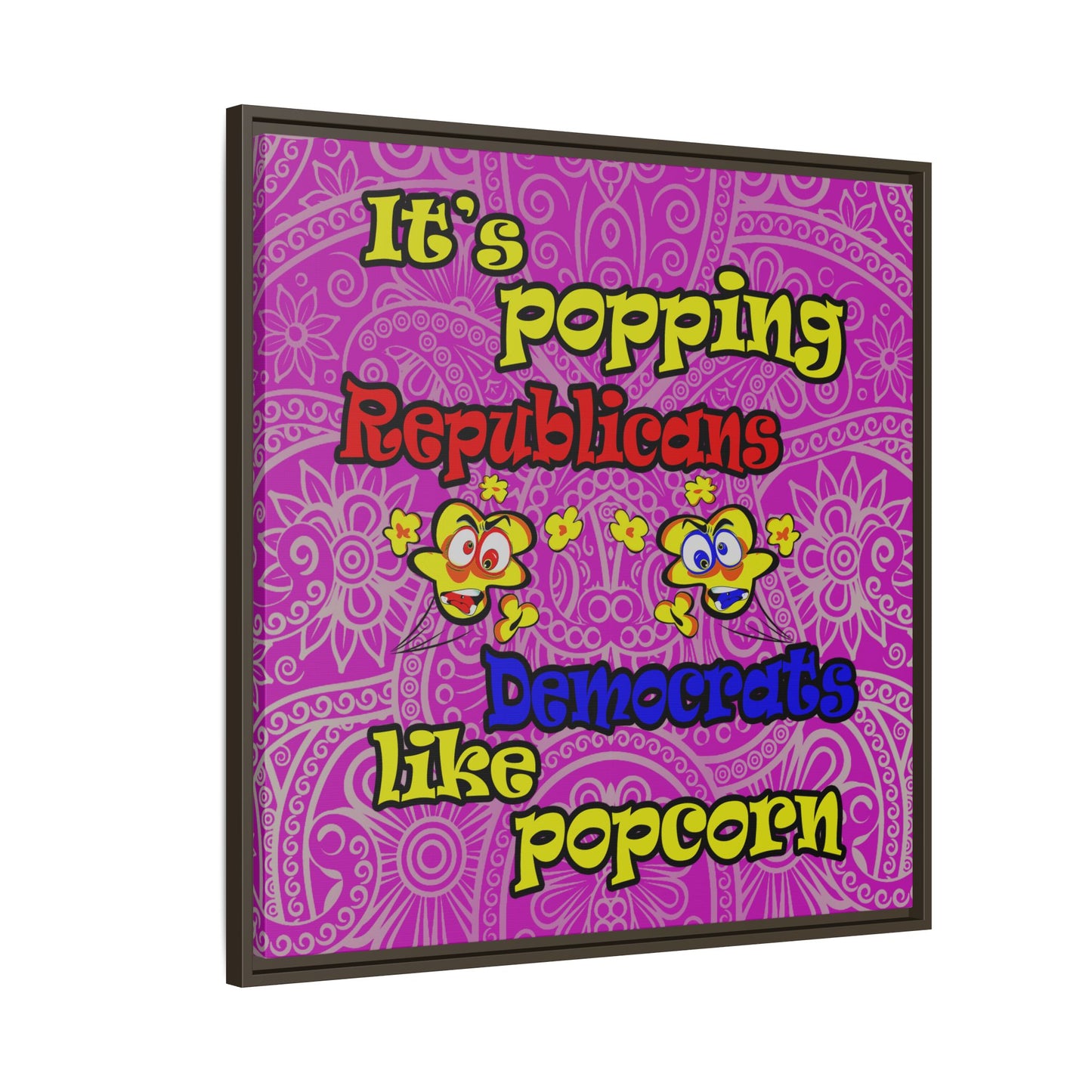 popping like popcorn - framed canvas art (pink swirl)