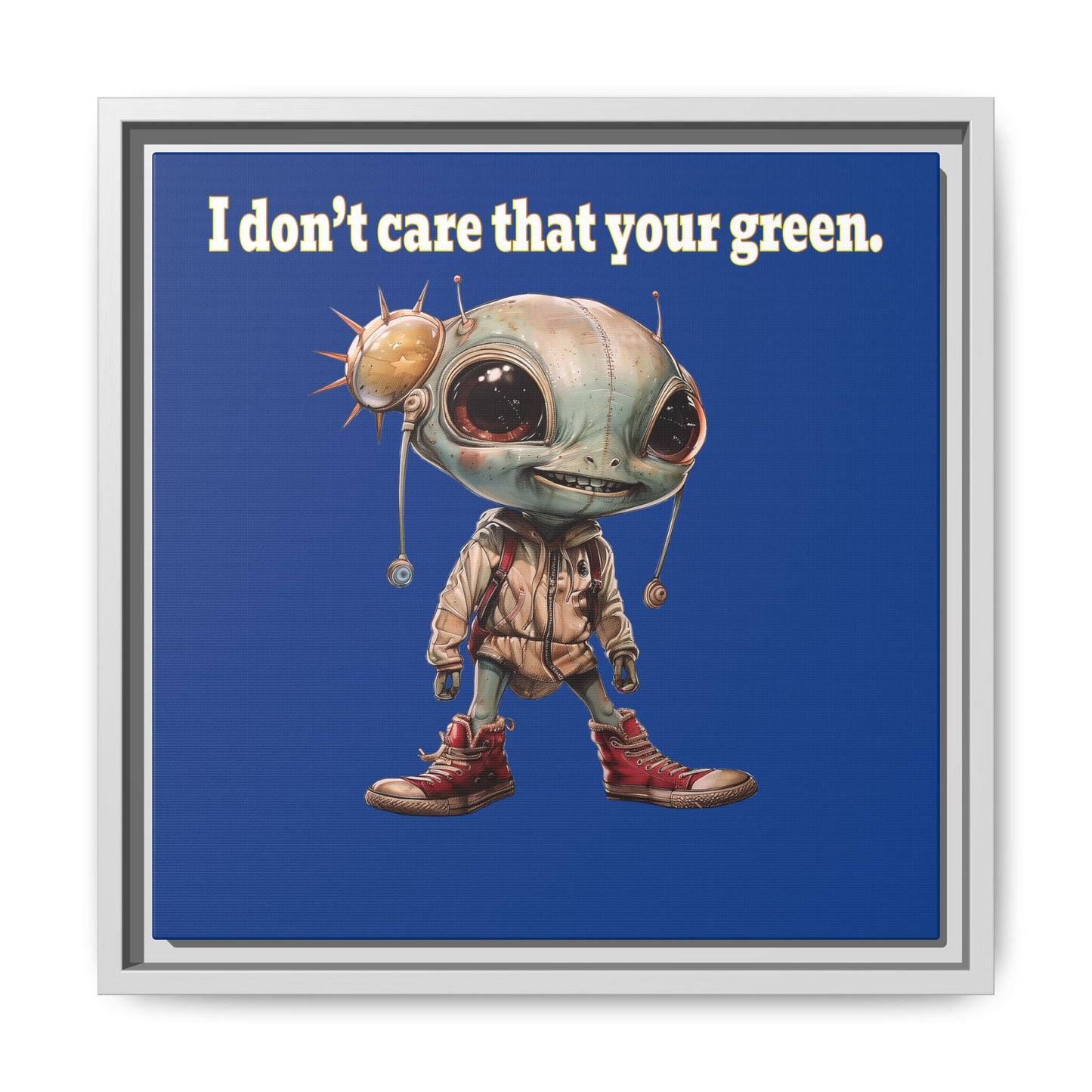 I don't care that your green - framed canvas art (dark blue)