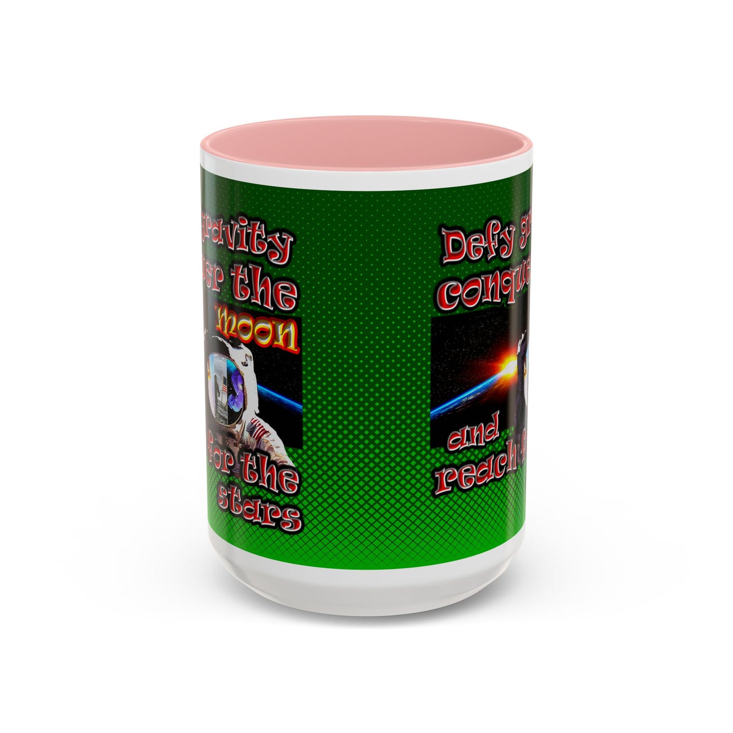 defy conquer reach - Accent Mug (logo green)