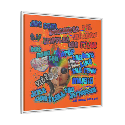 drop the beat - framed canvas art (orange)