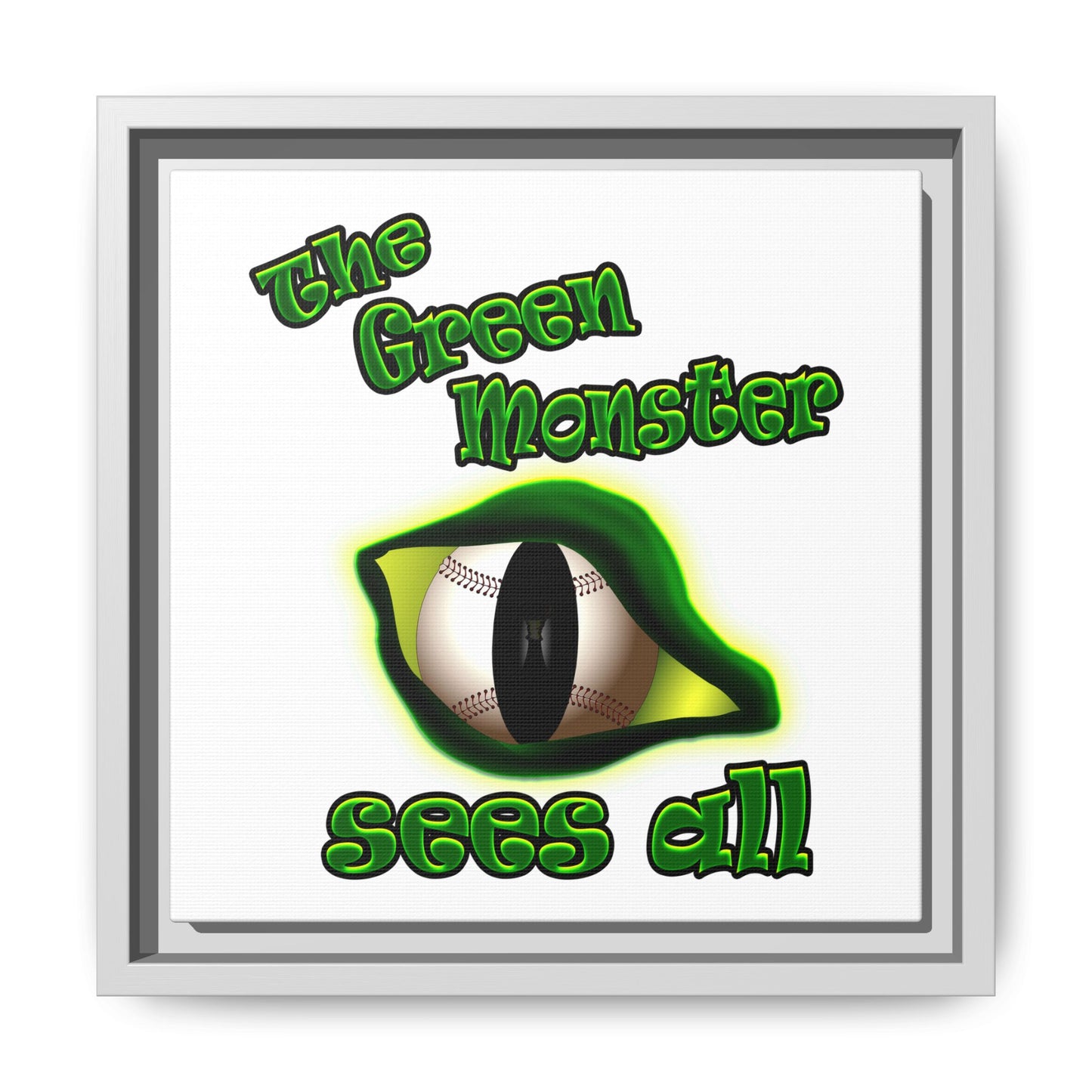 green monster - framed canvas art (white)