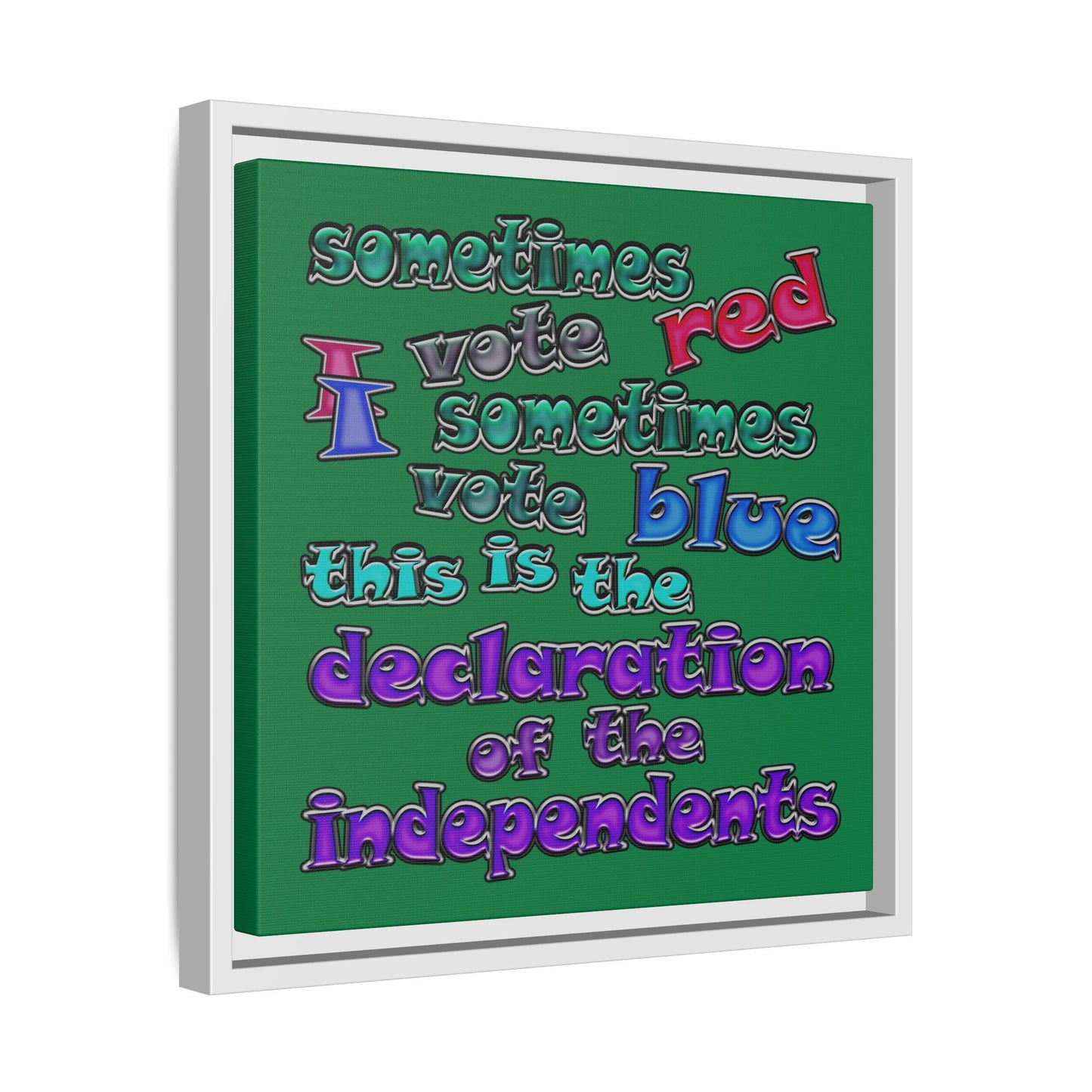 declaration of the independents - framed canvas art (dark green)