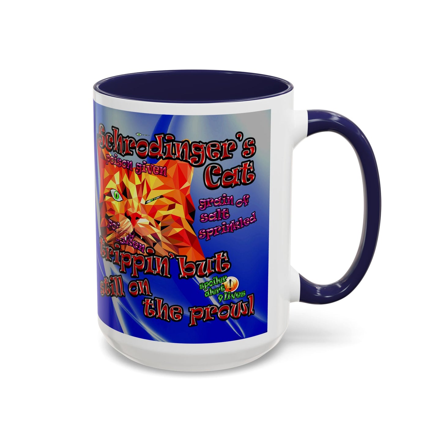schrodinger's cat - Accent Mug (blue-white wave)