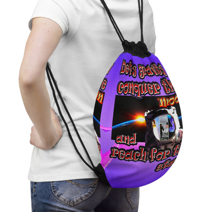 defy conquer reach - Drawstring Bag (purple-pink wave)