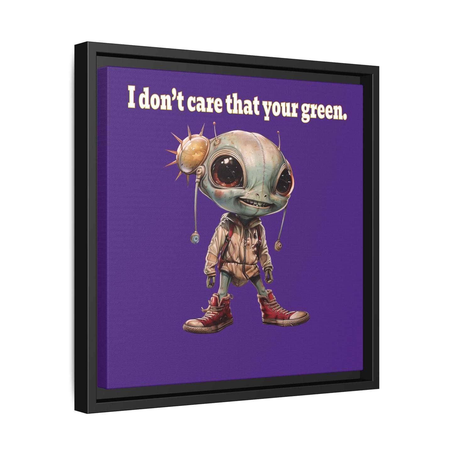 I don't care that your green - framed canvas art (purple)