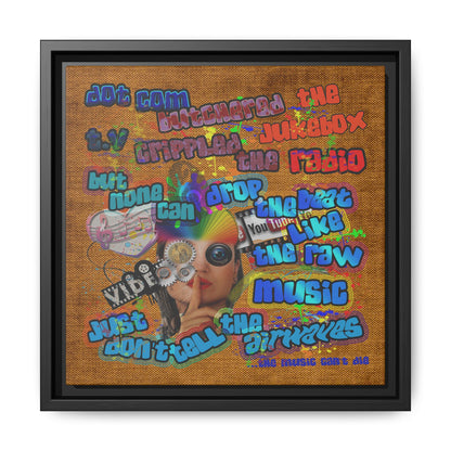 drop the beat - framed canvas art (brown papyrus)