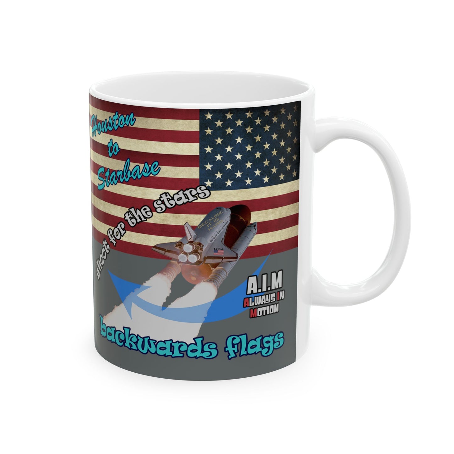 shoot for the stars - White Mug (dark grey)