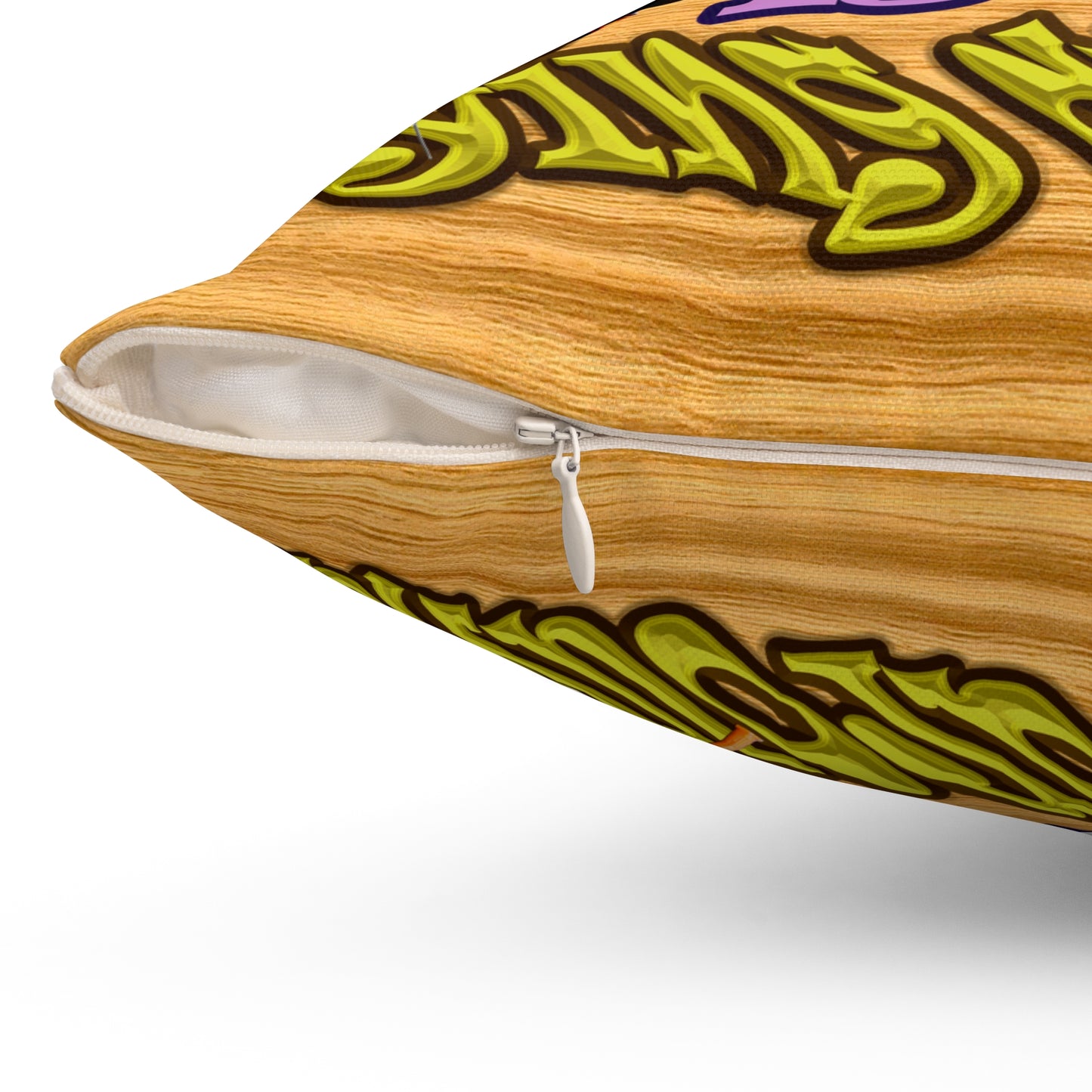 the bum's shit - Spun Polyester Square Pillow - (butterscotch wood finish)