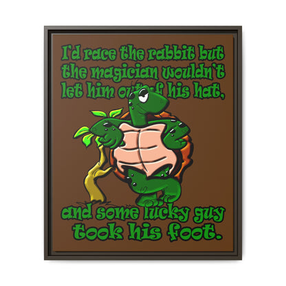 turtle race - framed canvas art (brown)