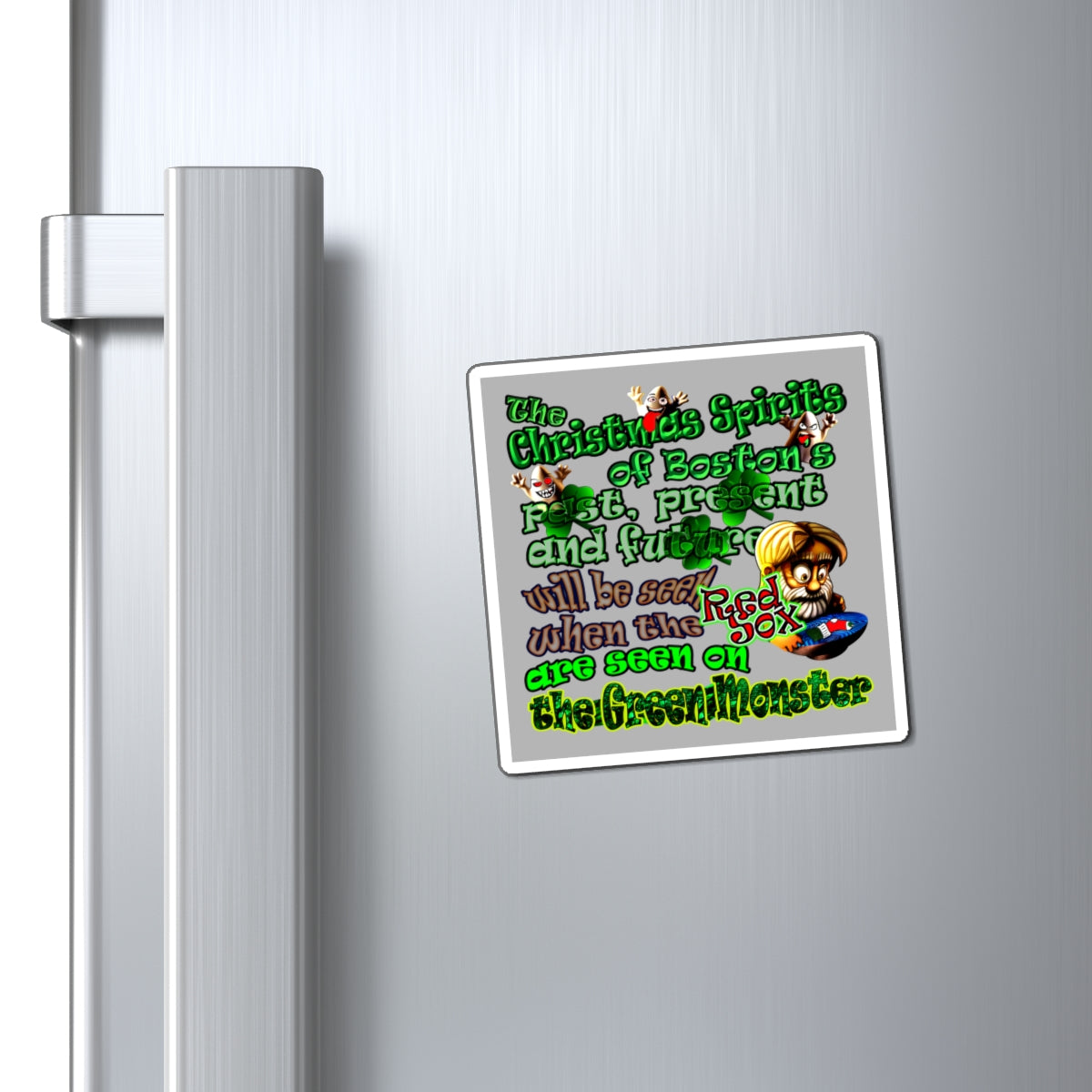 christmas spirits of boston - Magnets - (light grey)