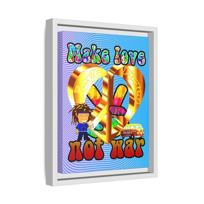 love peace - framed canvas art (light blue-purple wave)