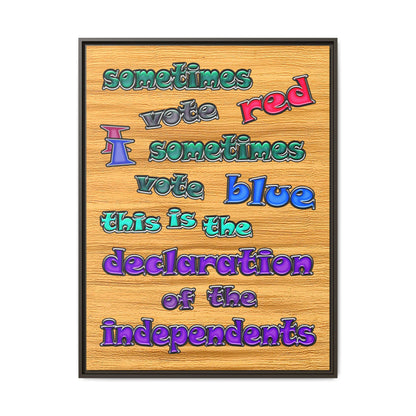 declaration of the independents - framed canvas art (butterscotch wood finish)