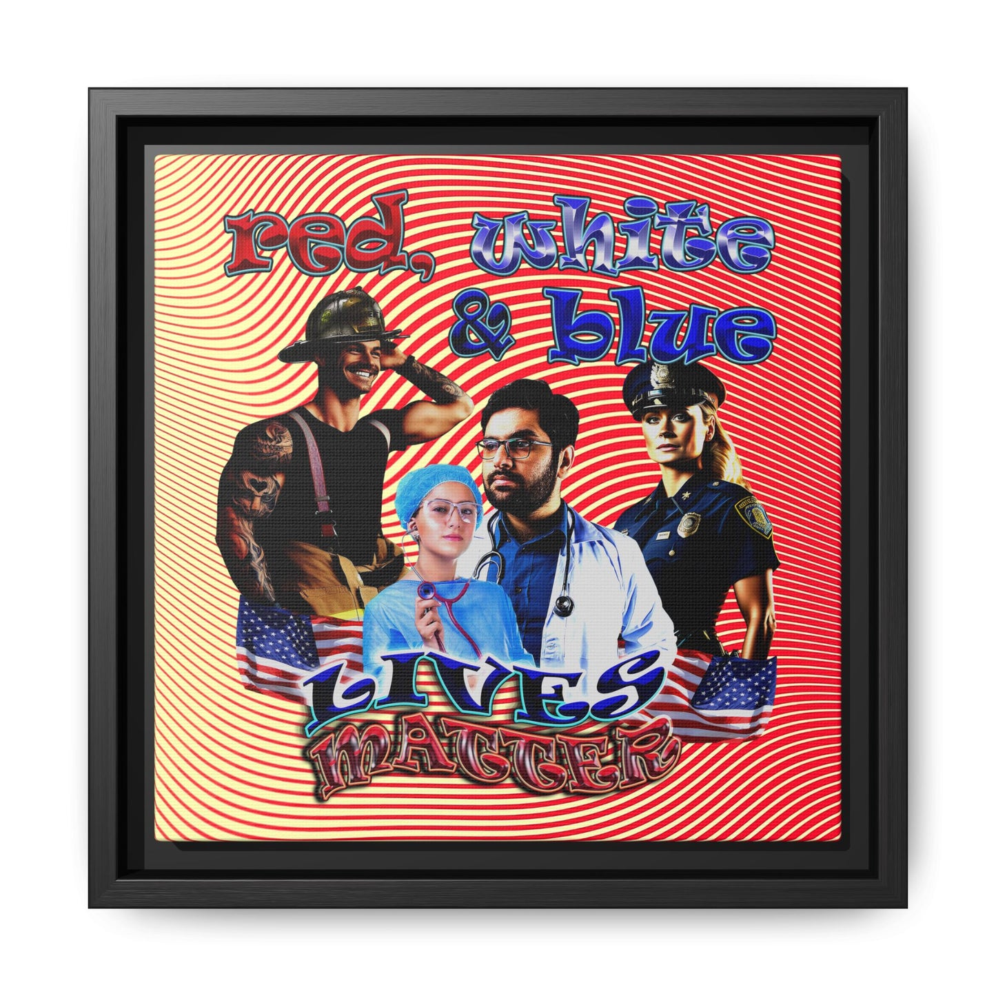 rw&b lives matter - framed canvas art (yellow-orange wave)