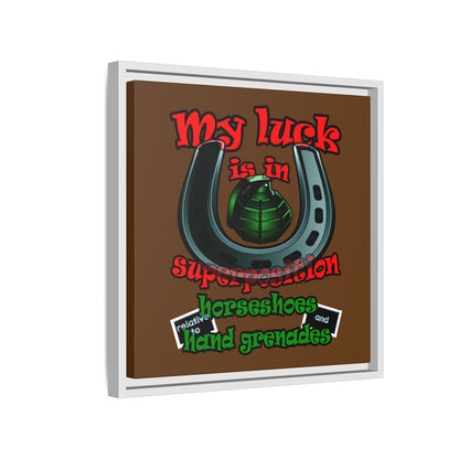 my luck - framed canvas art (brown)