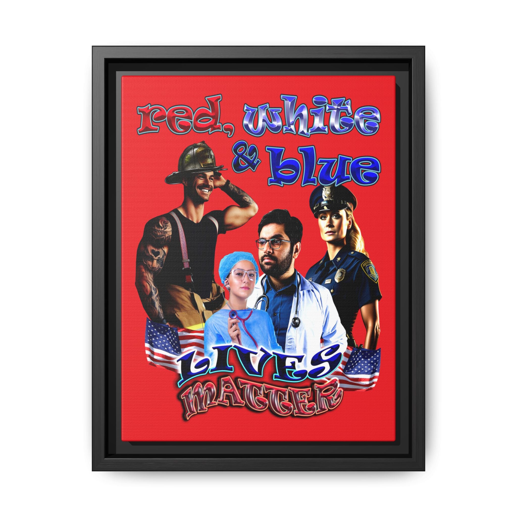rw&b lives matter - framed canvas art (red)