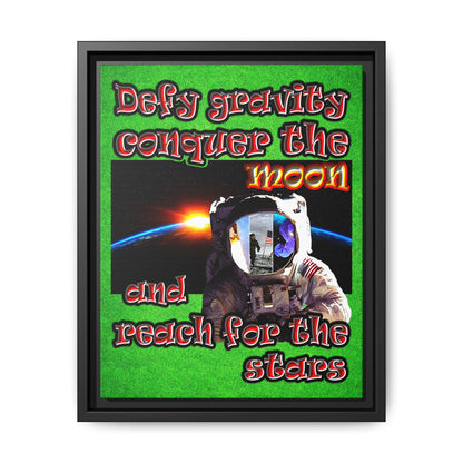 defy conquer reach - framed canvas art (green turf)
