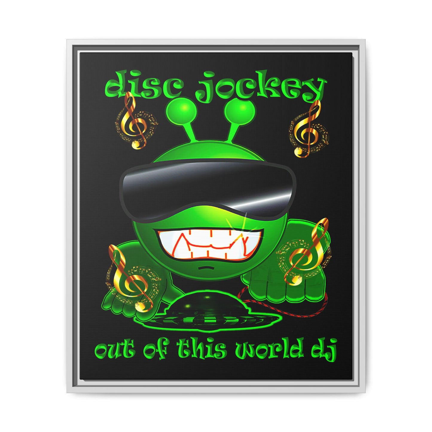 disc jockey - framed canvas art (black)